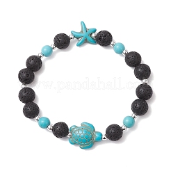 Браслеты из синтетической бирюзы и натуральной лавы для мужчин и женщин&nbsp;BJEW-JB11824-01