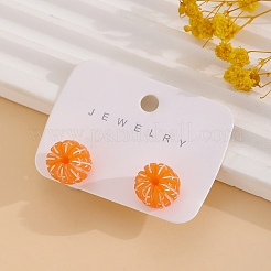 Серьги-гвоздики из оранжевой смолы&nbsp;EJEW-B136-01