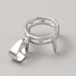 925 серебряная подвеска с родиевым покрытием и открытым задним безелем в форме кабошона&nbsp;STER-WH0004-018C