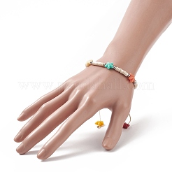 Браслеты из крашеной синтетической бирюзы (окрашенные) хейши из бисера с окрашенными синтетическими коралловыми морскими звездами&nbsp;BJEW-JB09194-02