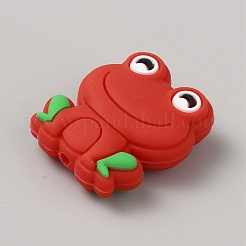 Экологичные силиконовые фокусные бусины в форме лягушки&nbsp;LS-SIL-WH0006-29A