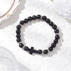 4 шт. двухцветные эластичные браслеты из синтетических бирюзовых бусин для женщин&nbsp;BJEW-JB12288