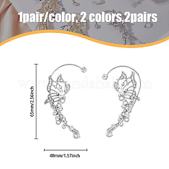 4 шт. 4-х видов серьги-клипсы с кристаллами и стразами в виде бабочек&nbsp;EJEW-HY0001-05