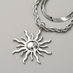 Двухслойные ожерелья из титанового сплава с подвеской в виде солнца&nbsp;NJEW-WH0001-38P