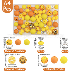 64 шт. круглые и рондельные пищевые экологически чистые силиконовые бусины&nbsp;SIL-SP0001-19F