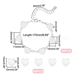 Браслеты из нержавеющей стали 304 с кабошоном в форме сердца&nbsp;BJEW-AB00011