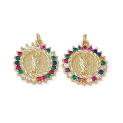 Латунные разноцветные подвески из кубического циркония&nbsp;KK-E068-VA035-2