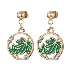 2 пара серег-гвоздиков с подвесками в виде кленовых листьев из нержавеющей стали 304 и эмалированного сплава&nbsp;EJEW-JE06638