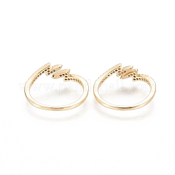 Латунные кольца из манжеты с прозрачным цирконием&nbsp;X-RJEW-F101-11G