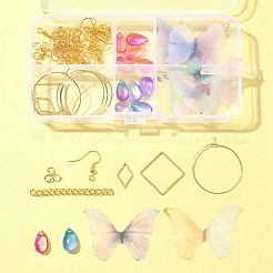 Наборы для изготовления висячих сережек из полиэстера и нержавеющей стали своими руками&nbsp;DIY-FS0006-32