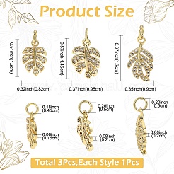 3 шт. 3 стиля латунные подвески с микропаве и кубическим цирконием&nbsp;KK-YW0004-07