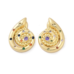 Латунные микро проложить серьги стержня кубического циркония&nbsp;KK-U058-62G