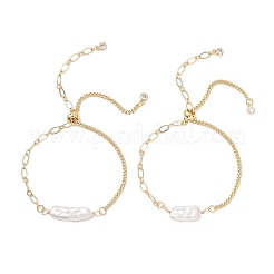 Браслеты-слайдеры из натуральных бусин жемчуга кеши&nbsp;BJEW-JB13351