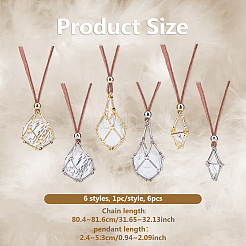 6 шт. 6 стиля латунный стержень соединенный макраме мешочек пустой держатель камня кулон ожерелье изготовление&nbsp;NJEW-DC00005