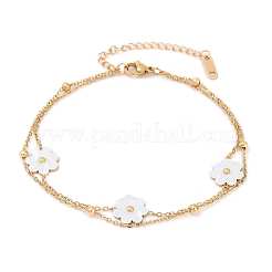 Браслеты на ногу из нержавеющей стали 304 с акриловыми цветочными подвесками&nbsp;LS-AJEW-Z044-01G