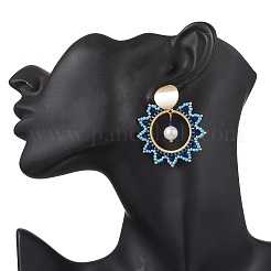 Серьги-гвоздики из латунного стекла с солнечными лучами&nbsp;EJEW-MZ00520-01