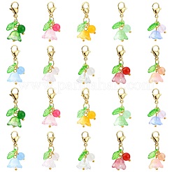 20 шт. 10-х цветный ландыш из стекла и акрила подвесное украшение&nbsp;HJEW-CJ00050