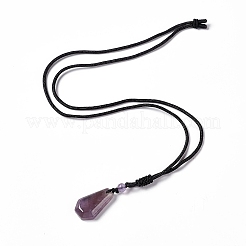 Колье с шестигранной подвеской из натурального аметиста и нейлоновым шнуром&nbsp;NJEW-G094-A01