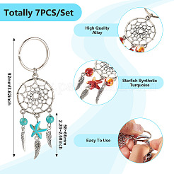 7 шт. брелок из сплава и синтетической бирюзы&nbsp;KEYC-TAC00049
