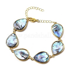 Браслеты-цепочки из натуральных ракушек-абалонов и пауа для женщин&nbsp;BJEW-F512-01G