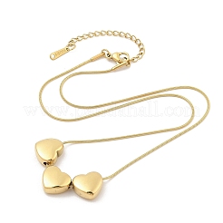 Ожерелья из нержавеющей стали 304 с тройным кулоном в виде сердца и круглой цепочкой-змейкой&nbsp;NJEW-H044-02G