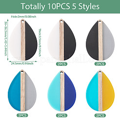 10шт 5 цвета подвески из смолы и дерева&nbsp;RESI-TA0004-49