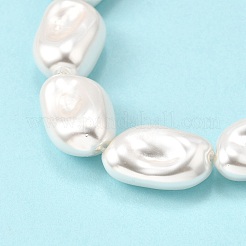 Нити бусин из искусственного жемчуга с гальваническим покрытием из фарфора&nbsp;PORC-K009-01B