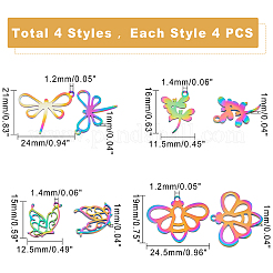 16 шт. 4 стиля ионного покрытия (IP) 201 подвески из нержавеющей стали&nbsp;STAS-DC0008-40