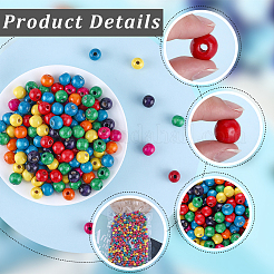 200шт окрашенные бусины из натурального дерева&nbsp;WOOD-GF0002-13B