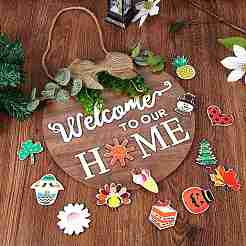 Натуральное украшение для двери из мдф для украшения входной двери&nbsp;HJEW-SZ0001-04