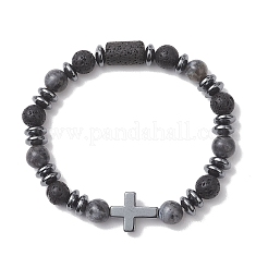 2 шт. эластичные браслеты из натуральной лавы&nbsp;BJEW-JB13196