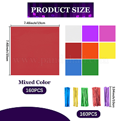 160 шт. 8 цвета квадратная упаковка для конфет из полипропилена&nbsp;DIY-WH20055-017B