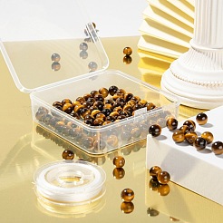 100шт 8мм натуральные бусины тигровый глаз круглые бусины&nbsp;DIY-LS0002-48