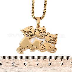 201 полое ожерелье с милым котом из нержавеющей стали для женщин&nbsp;LS-NJEW-K283-38G