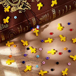 Наборы для самостоятельного изготовления браслетов из дерева и акрила в форме креста и ронделя&nbsp;DIY-FH0007-59