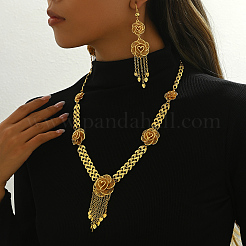 Роскошные серьги и ожерелья из сплава в стиле Ближнего Востока с кисточками и цветами для свадьбы&nbsp;IE5222