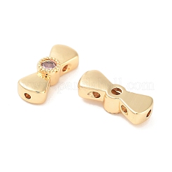 Многониточные звенья с бантом из латуни паве розового циркония&nbsp;KK-B102-37B-01G