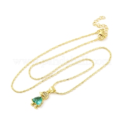 Ожерелья с подвеской из латуни и циркония для мальчиков для женщин&nbsp;LS-NJEW-S430-01G-04