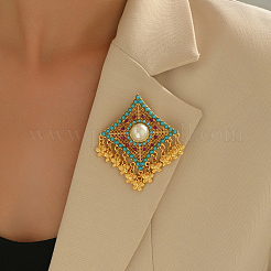 Ромб в стиле бохо с бабочкой из сплава пластика жемчужные броши для рюкзака одежды&nbsp;TA3973