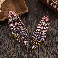 Серьги-кисточки из стеклянного бисера ручной работы&nbsp;TU7843