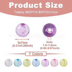 560шт 7 цвета прозрачные акриловые бусины&nbsp;MACR-CW0001-10