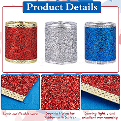 3 рулон двухцветной блестящей полиэстеровой ленты с блестками&nbsp;OCOR-PH0005-54