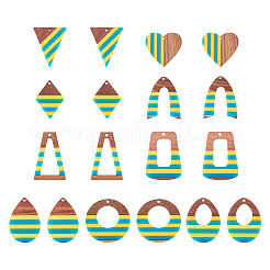 18 шт. 9 подвески из эпоксидной смолы и орехового дерева&nbsp;RESI-TA0003-82