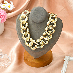 1 шт. алюминиевая толстая кубинская цепочка-чокер ожерелья для женщин&nbsp;NJEW-SP0001-11LG