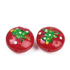 Рождественские эмалевые бусины ручной работы в технике лэмпворк&nbsp;X1-LAMP-C020-03G
