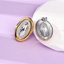Двухцветные овальные серьги-гвоздики из нержавеющей стали 304 для женщин&nbsp;EJEW-A136-01A-GP