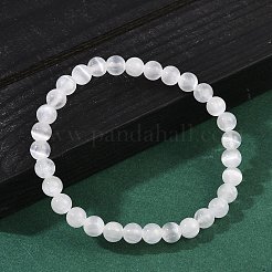 Браслет из круглых бусин натурального селенита&nbsp;BJEW-D024-01B