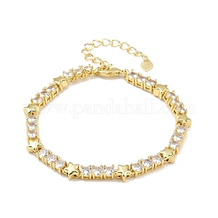 Латунные браслеты-цепочки с микропаве из прозрачных кубических цирконий для женщин&nbsp;BJEW-P366-02A-G