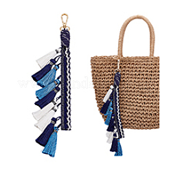 Украшения из полиэфирной ткани с кисточками и застежками из сплава&nbsp;PURS-WH0001-82