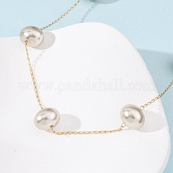 Женские цепочки с акриловым искусственным жемчугом овальной формы из нержавеющей стали 304&nbsp;NJEW-F354-02G